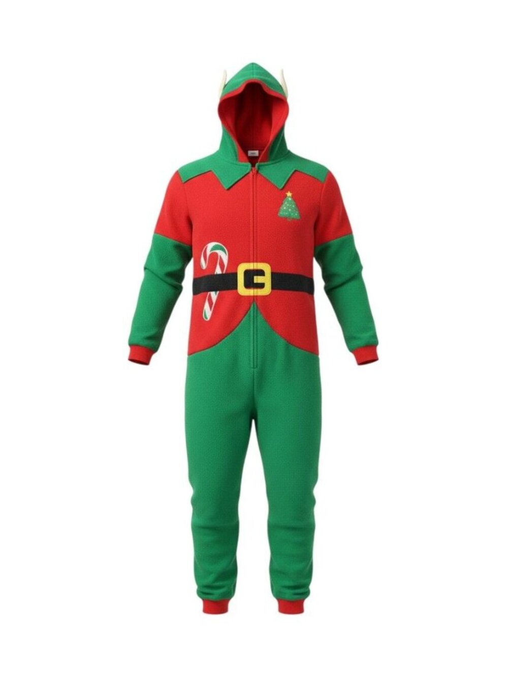 Cat & Jack Elf Kids Hooded Pajama Size 14 Red & Green Holiday Sleepwear
